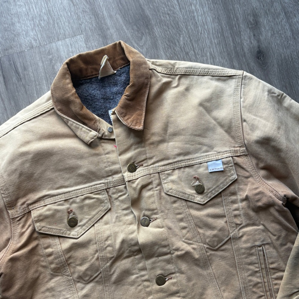 Vintage 1989 Carhartt 100 Year Anniversary Blanket Lined Trucker Jacket Size 42 - Picture 2 of 10